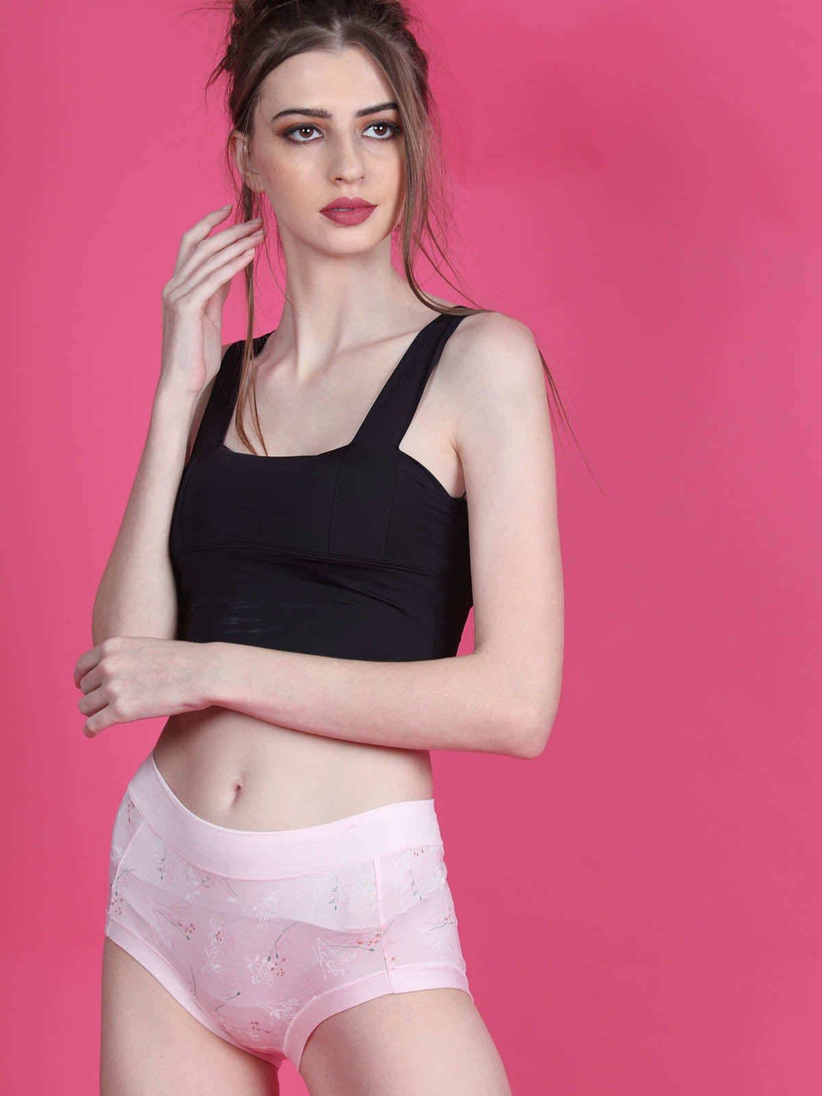 Odette Pink Comfortable Hipster Panty For Women