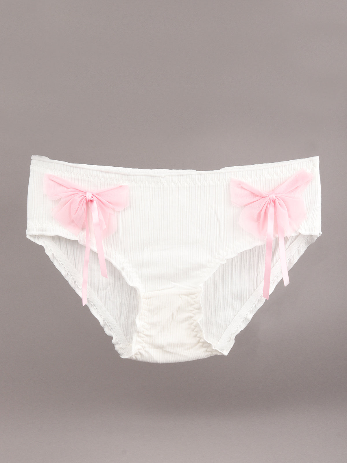 Odette White Bow Embellished Cotton Hipster Panty For Women