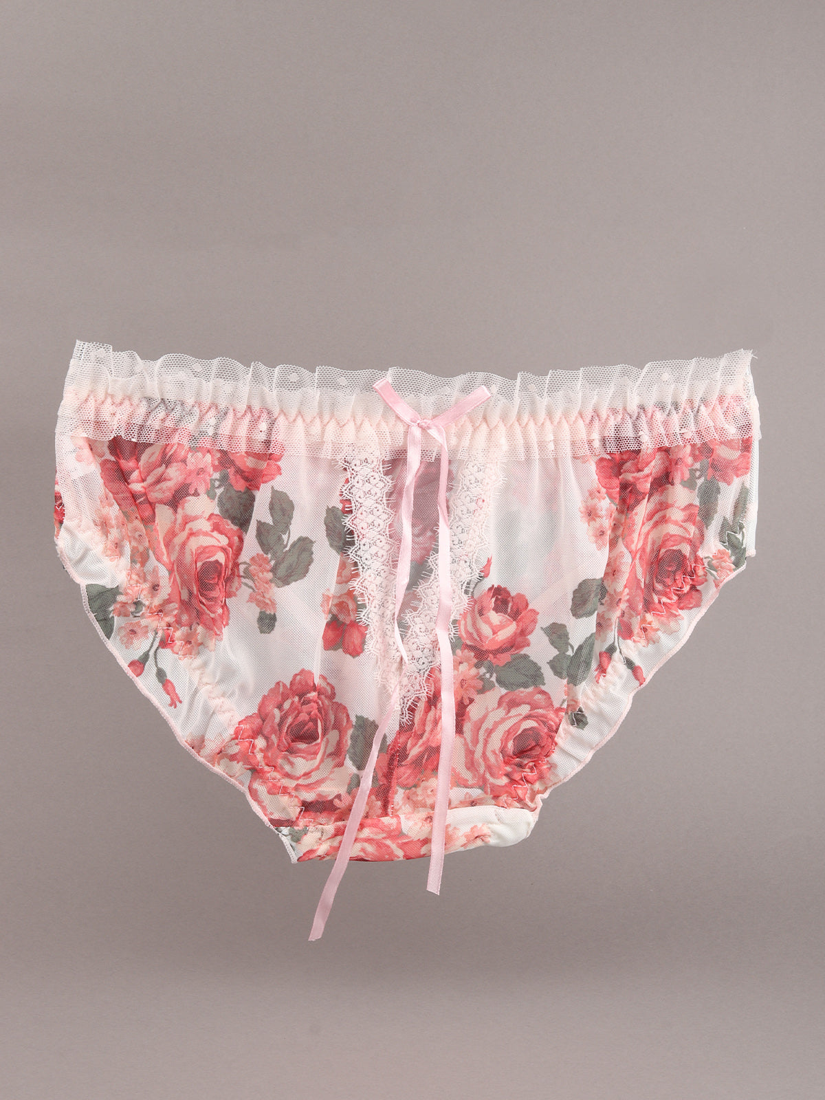 Odette Multicolor Printed And Laced Polyester Hipster Panty For Women