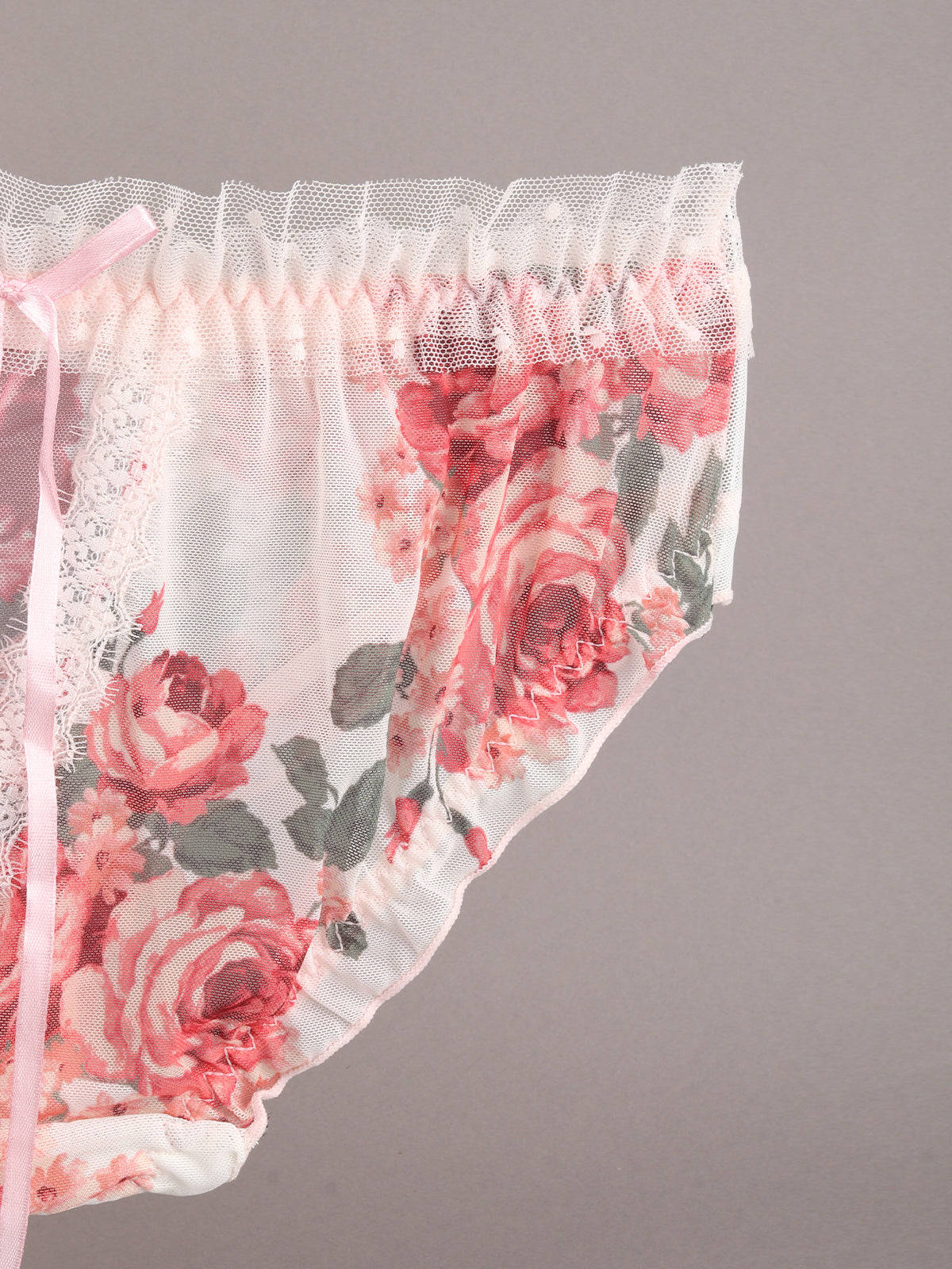 Odette Multicolor Printed And Laced Polyester Hipster Panty For Women