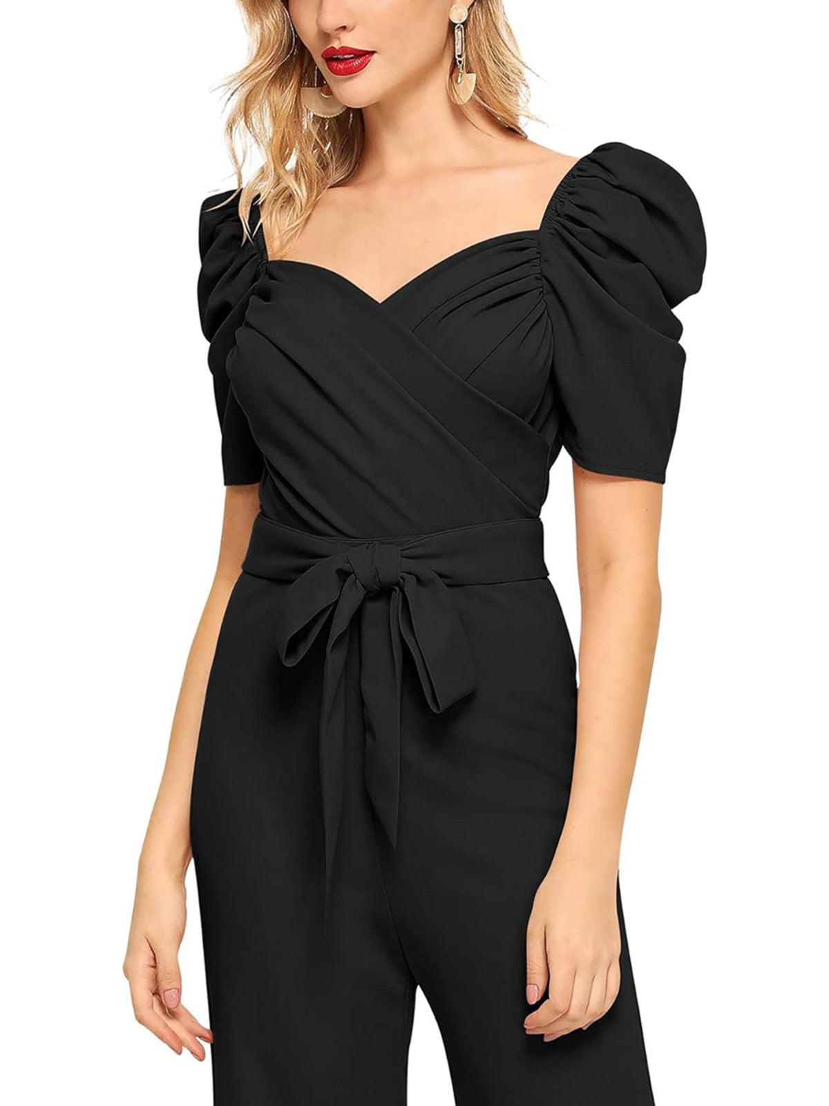 Odette Women Black Polyester Blend Jumpsuit