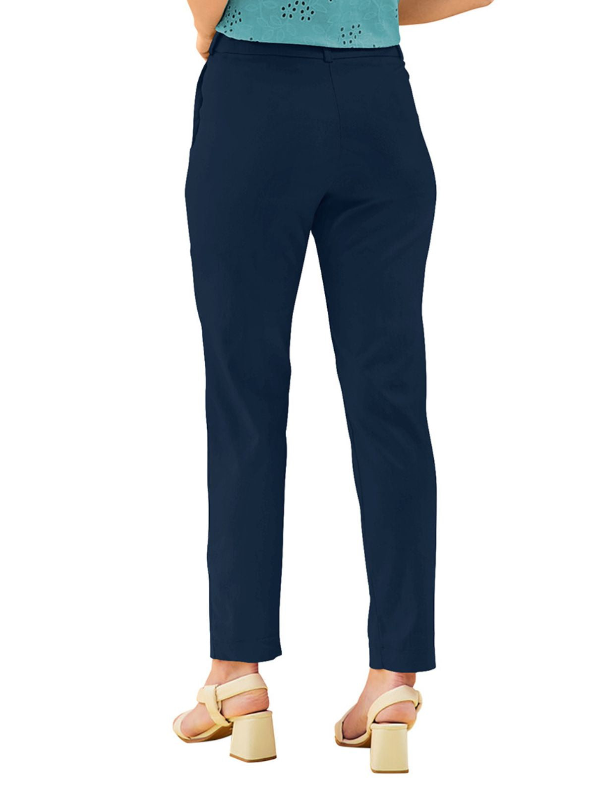Odette Blue Polyester Trouser For Women