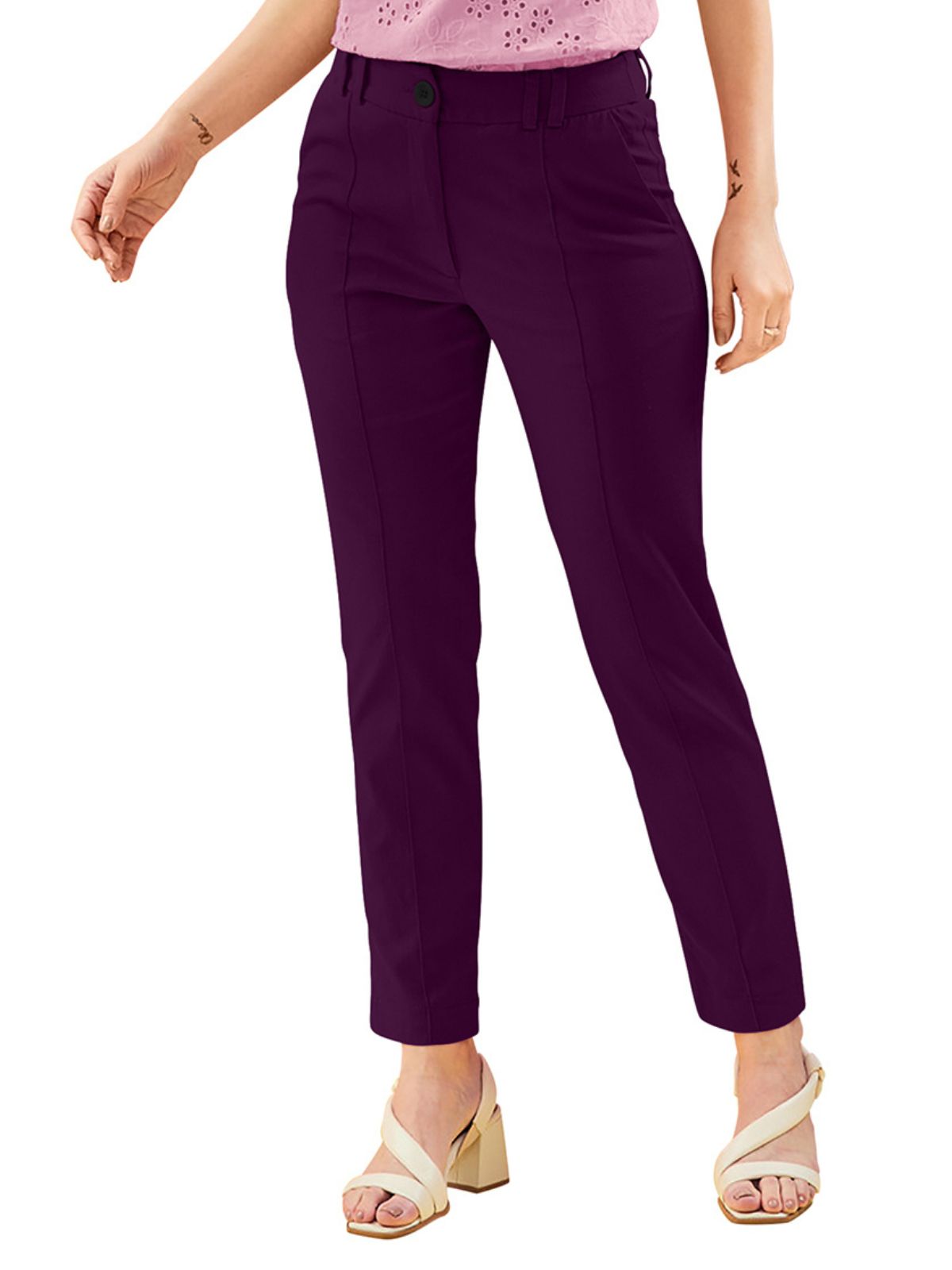 Odette Purple Polyester Trouser For Women
