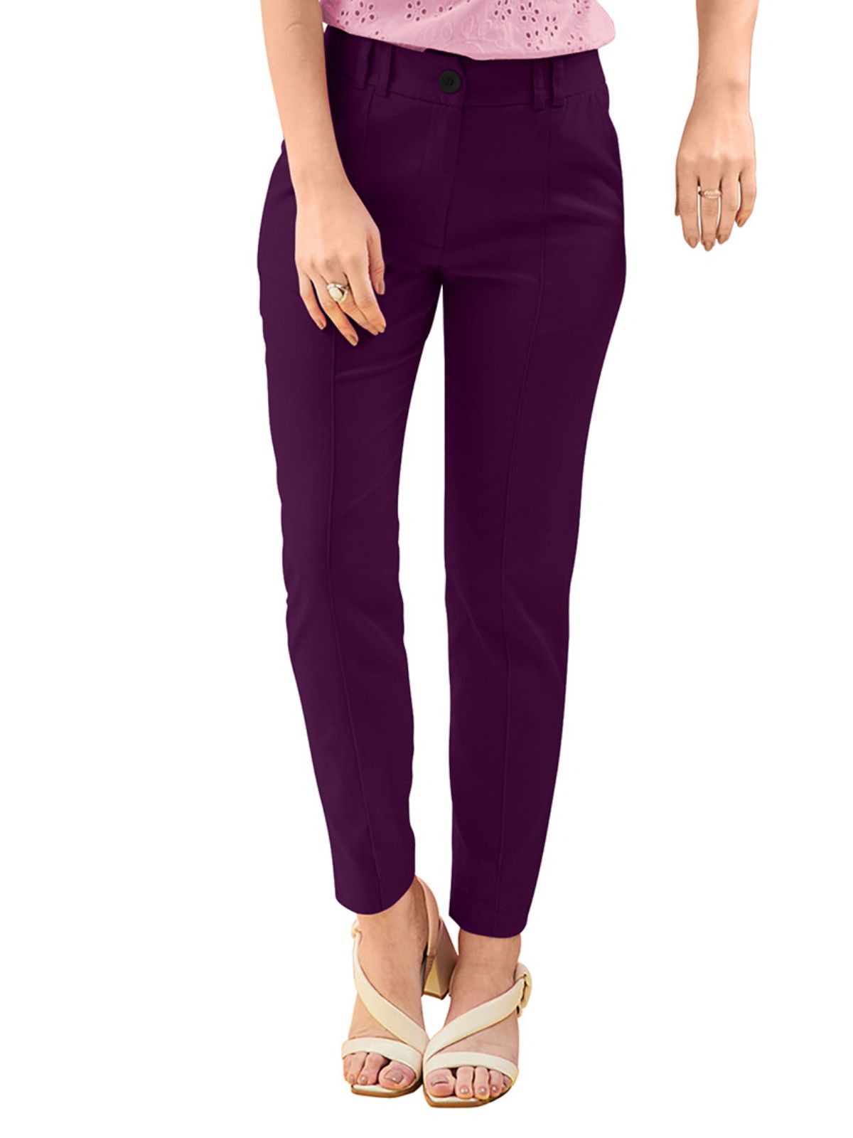 Odette Purple Polyester Trouser For Women