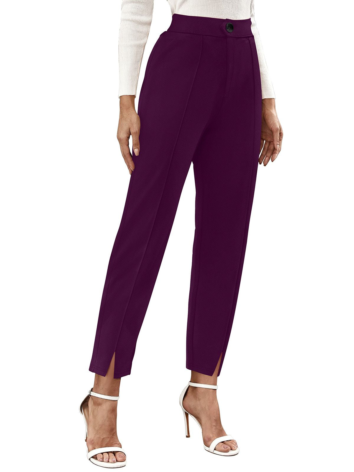 Odette Wine Polyester Trouser For Women