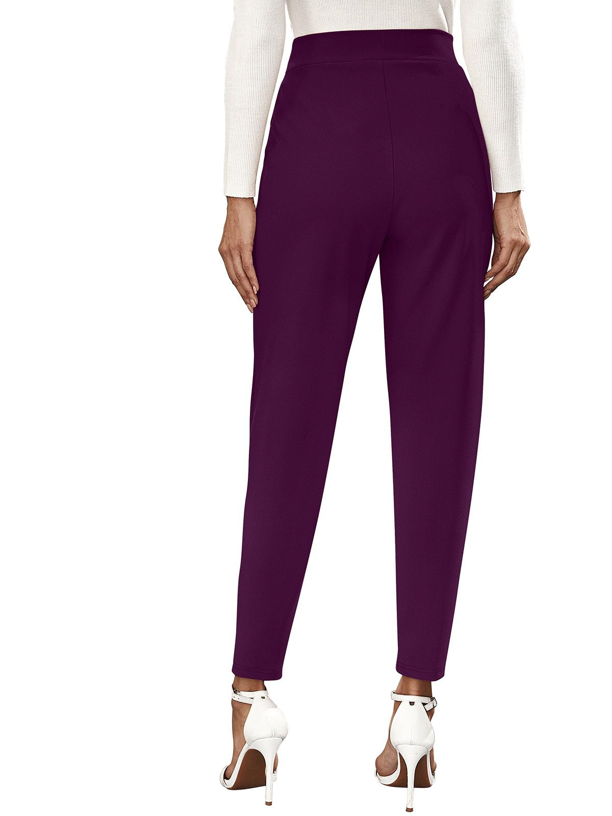 Odette Wine Polyester Trouser For Women