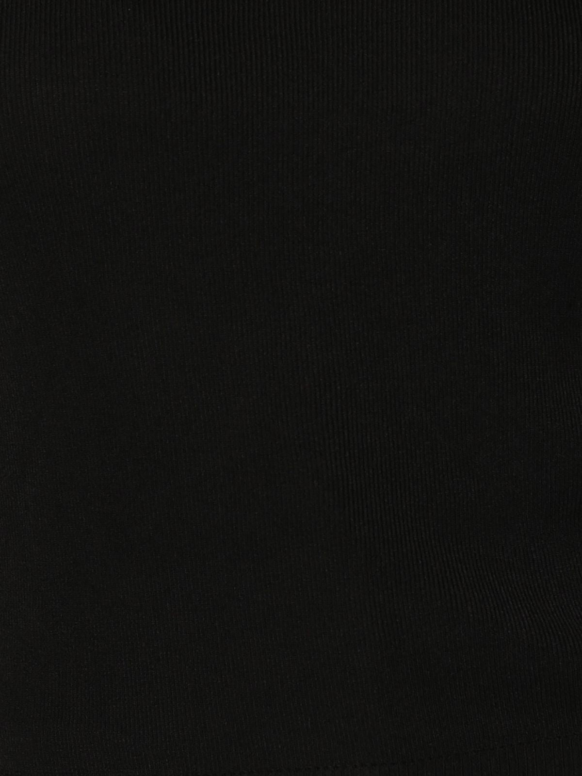 Odette Black Polyester Rib Lycra Embellished T-Shirt For Women