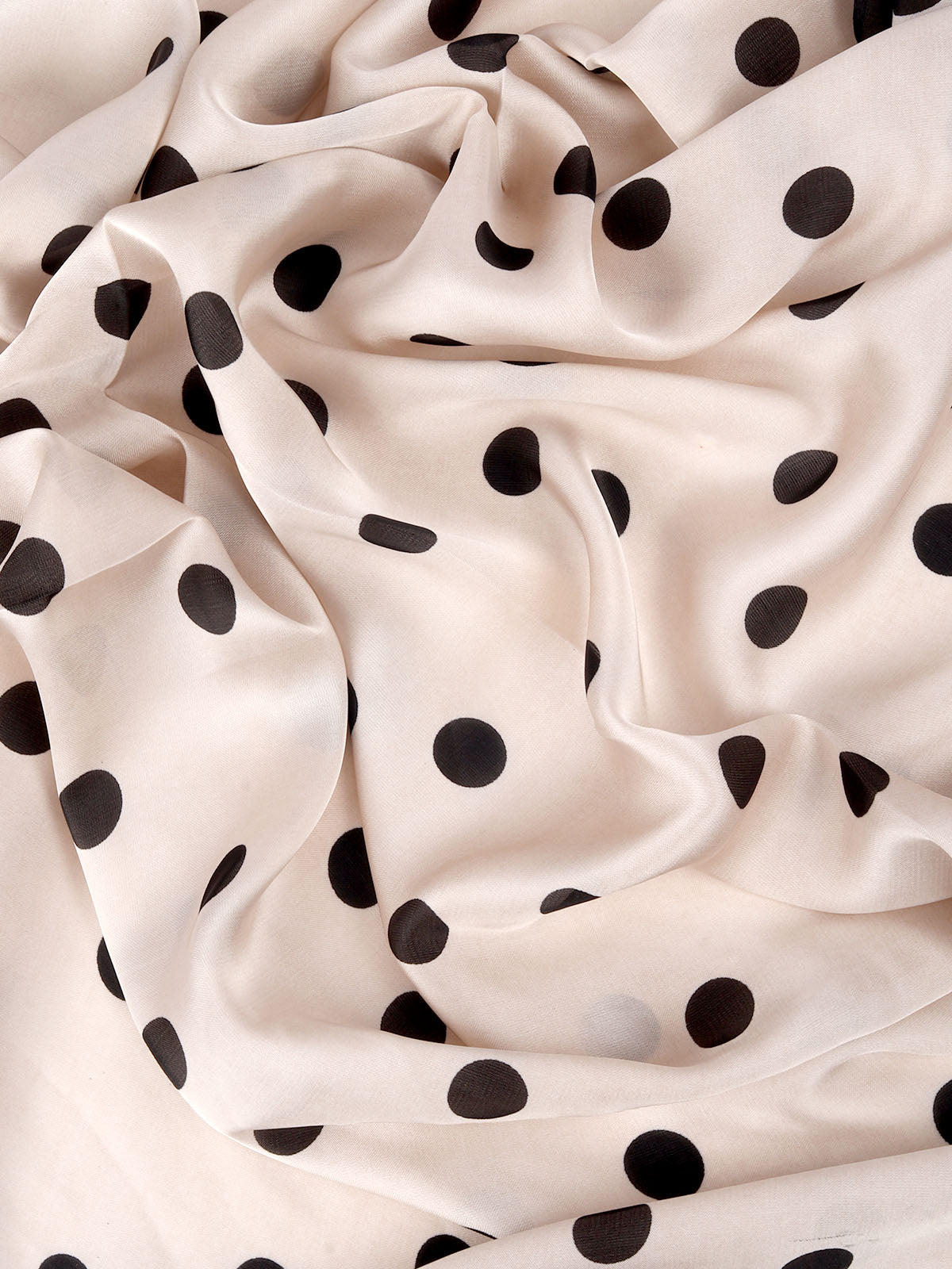 Odette Beige and Black Printed Satin Scarf For Women