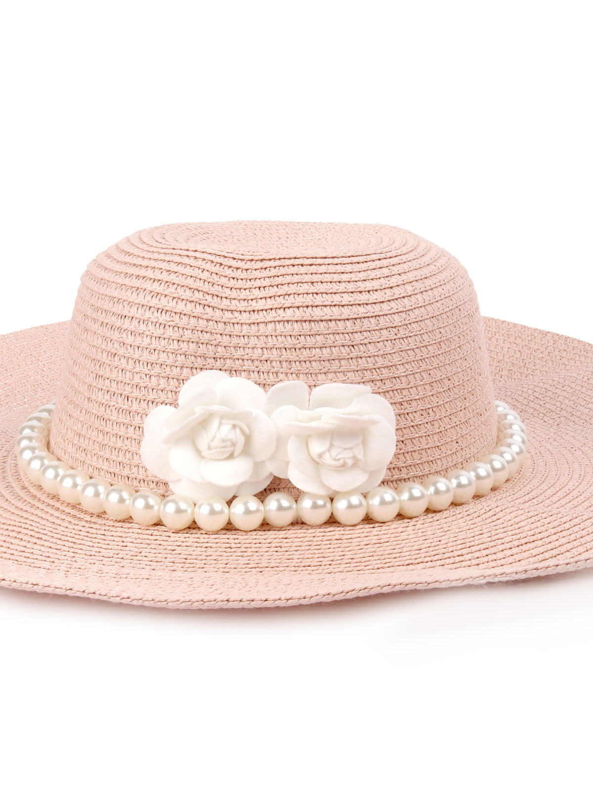 Odette Pink Self Design Embellished Sun Hat For Women