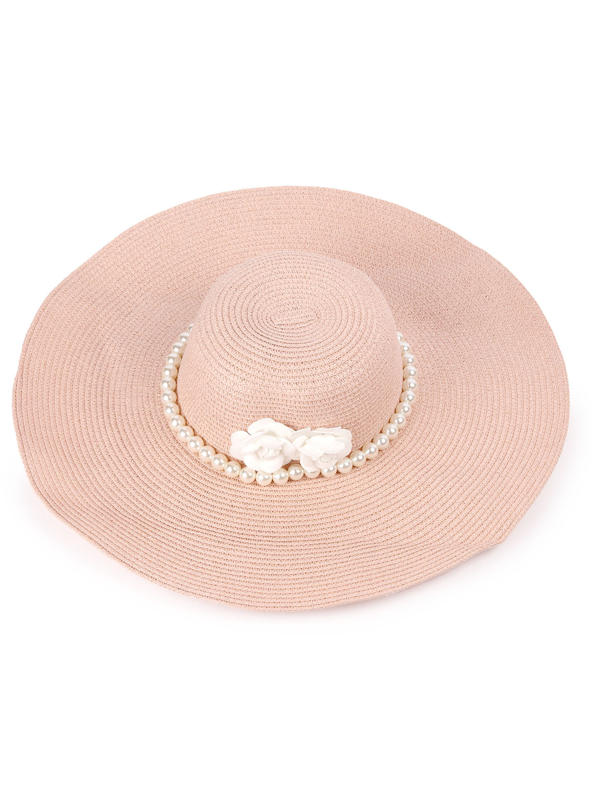 Odette Pink Self Design Embellished Sun Hat For Women
