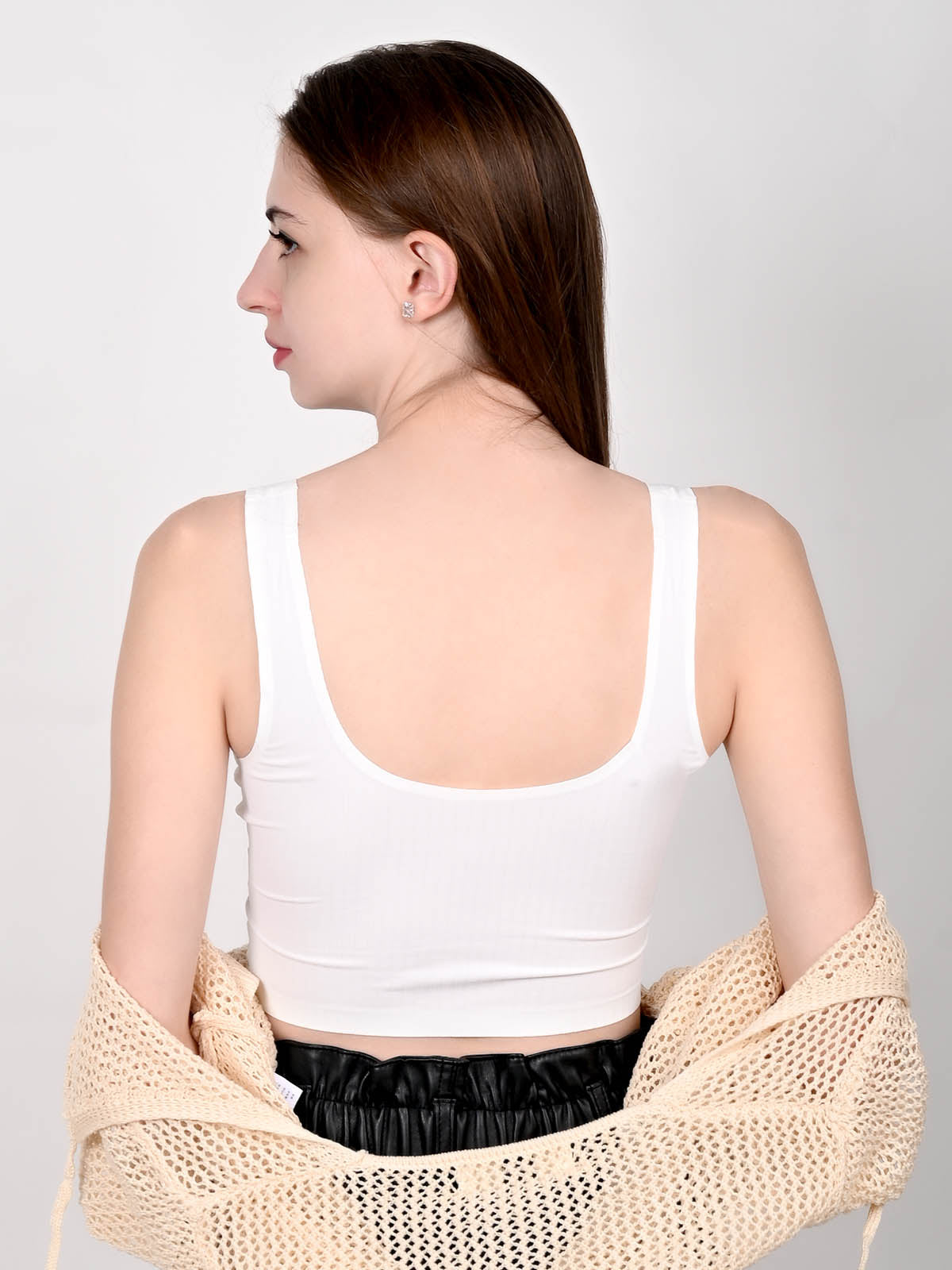 Odette Women White Comfortable Self Patterned Bralette