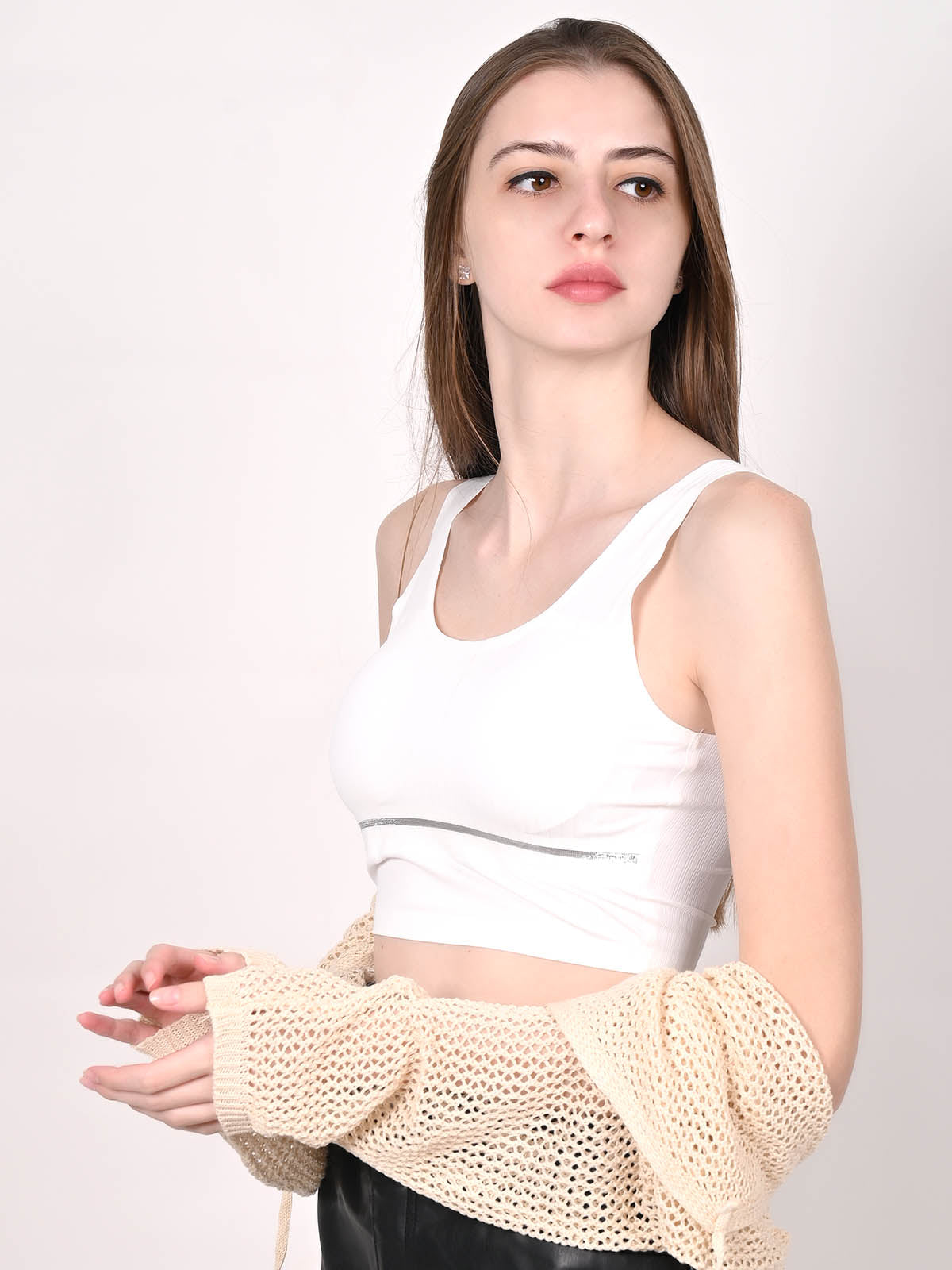 Odette Women White Comfortable Self Patterned Bralette