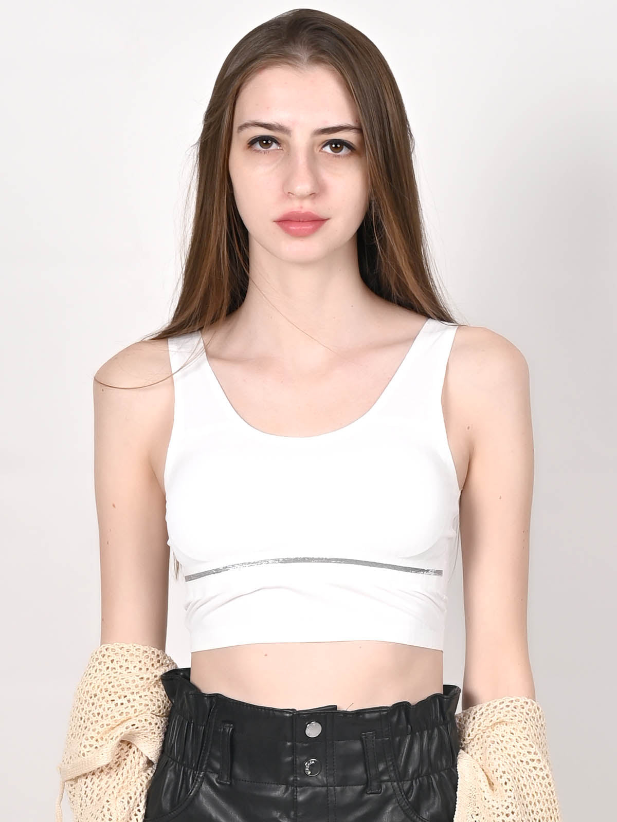 Odette Women White Comfortable Self Patterned Bralette