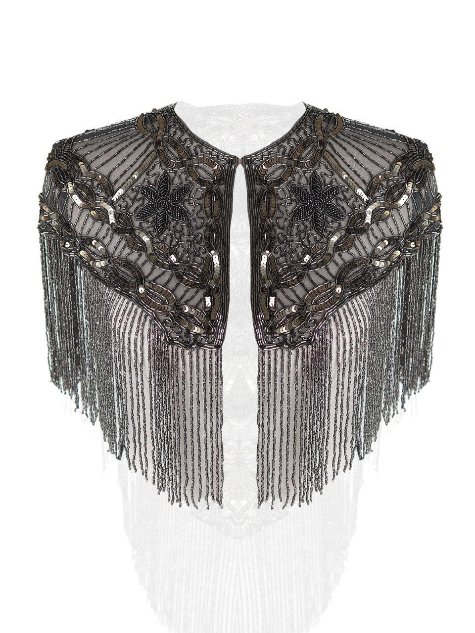 Luxurious Grey Beaded cape - Odette