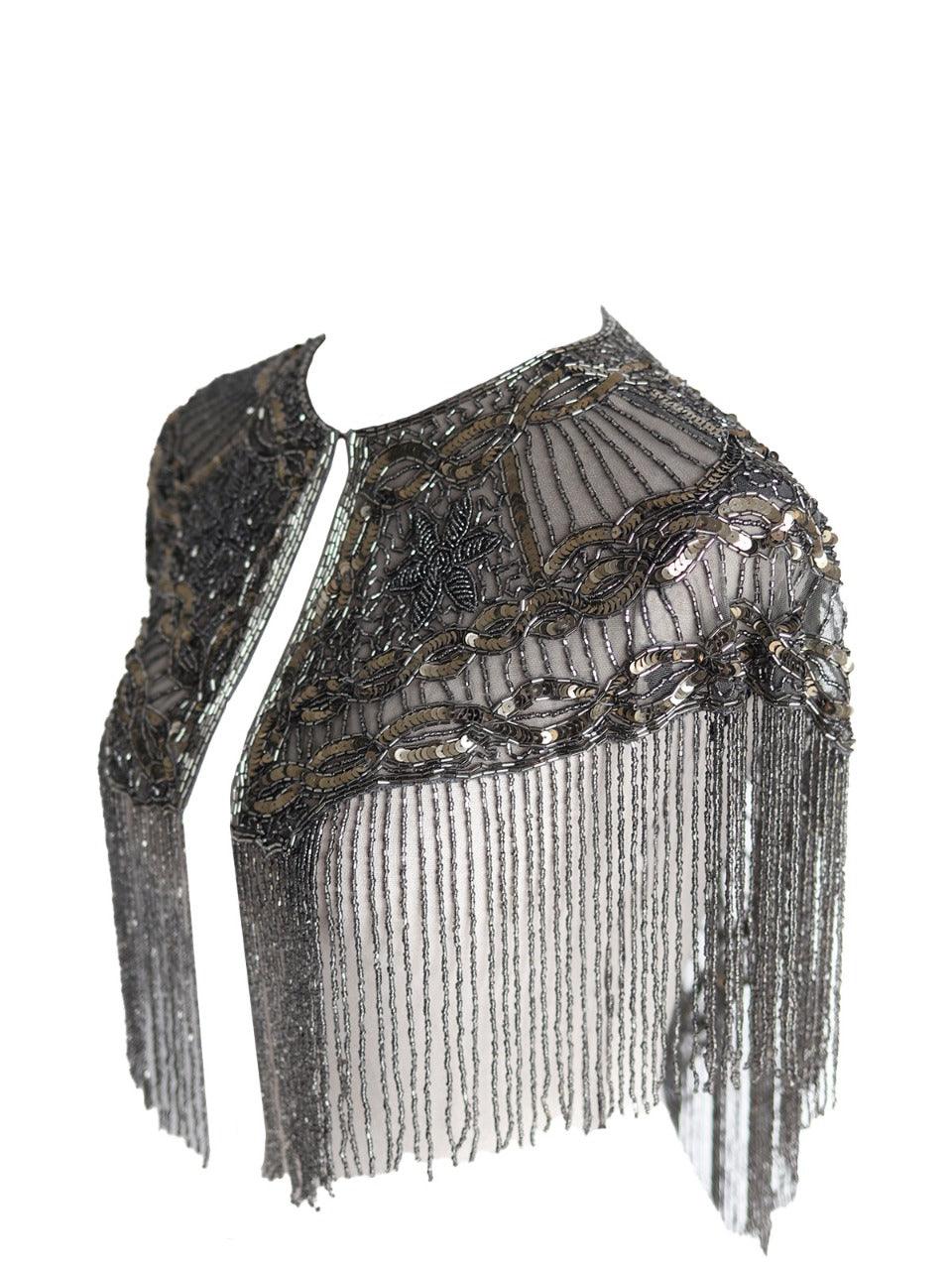Luxurious Grey Beaded cape - Odette