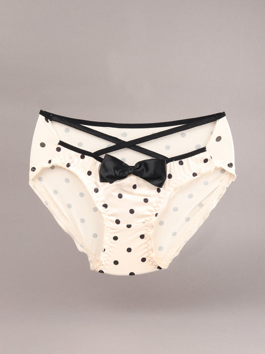 Odette Off White Printed Polyester Hipster Panty For Women