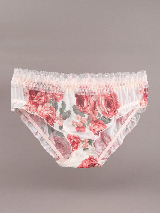 Odette Multicolor Printed And Laced Polyester Hipster Panty For Women