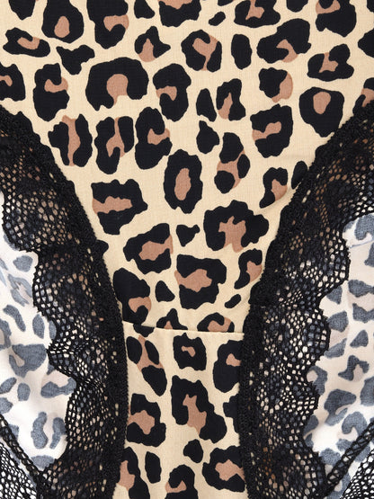 Odette Brown Printed Polyester Hipster Panty For Women