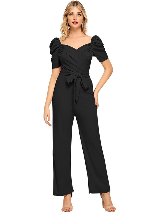 Odette Women Black Polyester Blend Jumpsuit