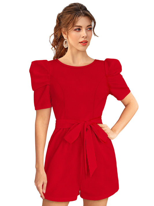 Odette Red  Knit Fabric Jumpsuit For Women