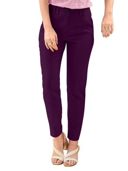Odette Purple Polyester Trouser For Women