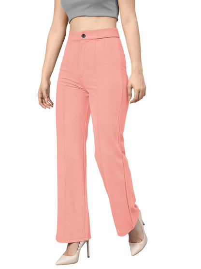 Odette Peach Polyester Trouser For Women