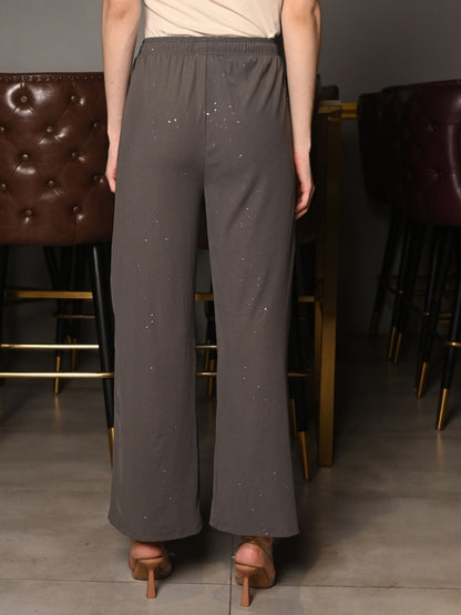 Odette Grey Knit Rib Trouser For Women