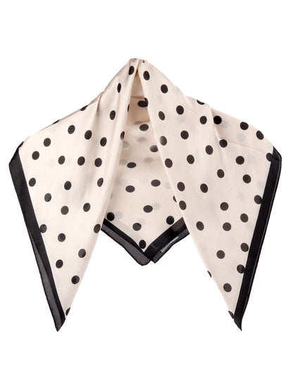 Odette Beige and Black Printed Satin Scarf For Women