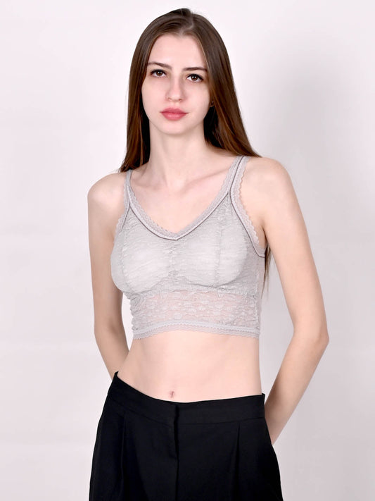 Odette Women Blue Comfortable Self Patterned Bralette