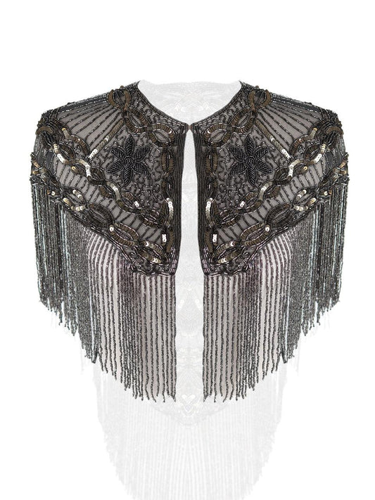 Luxurious Grey Beaded cape - Odette